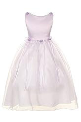 Girls Organza/Satin Flower-Girl Dress  With a Ribbon  and a Sash 