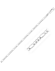 2.6mm 14K White Gold Figaro Anklet
