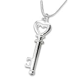 Silver Colored Key Pendant and Chain