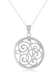 Sterling Silver Open Swirl Circle Pendant Necklace , 18"