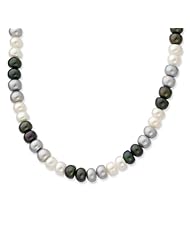 Sterling Silver 6-7mm Fw Cult. Pearl 18 Black/White/Grey Necklace