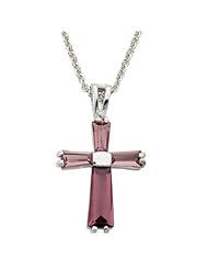 Ladies February Cross Pendant on 18" Chain Necklace Birthstone Jewelry Birthstone Cross Pendant Necklaces Gift Boxed w/Chain Necklace 18" (Including Lobster Claw) Gift Boxed