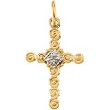 14K Yellow Gold Children's Diamond Cross Pendant