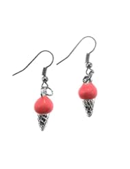 Jewelry: Silver Plated Ice Cream Cone Design Fashion Jewelry Earrings - U.S.A