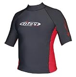 Tilos Long and Short Sleeve Rash Guard in Black / Red for Diving, Surfing, Snorkeling, Water Sports Mens Boys Dive Snorkel Swim Swimming Swimmer Surf Surfer Authorized Dealer Full Warranty