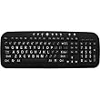 New and Improved EZSee by DC Large Print English QWERTY Keyboard - Vivid White Letters on Black BackGround Keys - Wired USB Connection - For Visually Impaired, Weak Vision in Low Lighted Areas