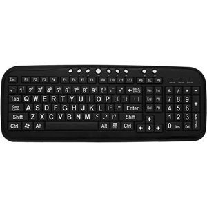 Cheap New and Improved EZSee by DC Large Print English QWERTY Keyboard - Vivid White Letters on Black BackGround Keys - Wired USB Connection - For Visually Impaired, Weak Vision in Low Lighted Areas