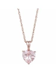 14K Rose Gold Morganite Heart Necklace -- LIFETIME WARRANTY