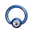 16 Gauge 1/4" Austrian Crystal Blue Titanium BCR Captive Ring
