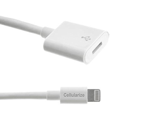 Cellularize Lightning Extension Cable (3 foot white) for iPhone 6, 6S, Plus; Pass Video, Data, Audio Through Male to Female 8-Pin Cable. Dock Connector Extender Extension Cable for Lightning