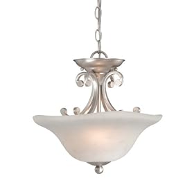 Caspian - 2 Light Semi Flush Lighting Fixture - Brushed Nickel - White Marble Glass -... by Vaxcel Lighting