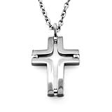 Men's Grey Titanium Open Cross Pendant, 20