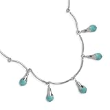 Sterling Silver Blossom and Blue Turquoise Necklace