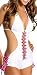 Sexy White Monokini Teddy Boy Shorts with Pink Corset Laces Clubwear Party