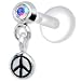 Silver 925 Aurora CZ Dangling Peace Sign Tragus Earring