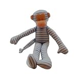 Alimrose Designs Light Blue Striped Monkey Rattle Animal Toy for Baby & Toddler -Designed in Australia