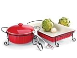  : Mayfair & Jackson 5 Piece Red Stoneware Buffet Set with Stand 5154RD
