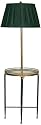 Antique Brass and Granite with Green Shade Tray Floor Lamp