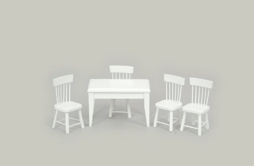Childrens Toyshop  Toys : 5 pc Table/Chair set white 1" Scale Carriage House T0519
