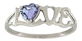 14K White Gold Genuine Heart Tanzanite Love Ring