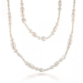 Bling Jewelry Multi Round Baroque Biwa Coin Freshwater White Pearl Long Strand... by 
