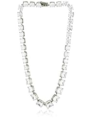 CZ by Kenneth Jay Lane "Elegant Cubic Zirconia" Rhodium-Plated Cushion-Cut Necklace, 16.5"