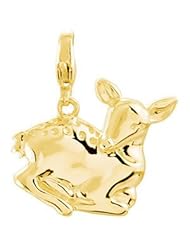 0.925 Sterling Silver or 14k Yellow Gold Charming Animals Deer Charm