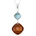 Sterling Silver Chocolate and Aqua Glass Graduated Cushion-Cut Pendant