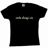 Flirty Diva Tees Woman's LooseFit T-Shirt-Nerds Always Win-Black-Yellow