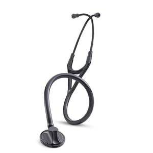 3M Littmann Master Cardiology Stethoscope, Black Plated Chestpiece and Eartubes, Black Tube, 27 inch, 2161
