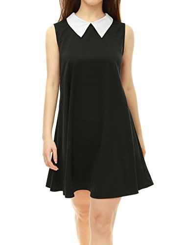 Allegra K Women Peter Pan Collar Sleeveless Swing Dress