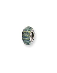 Blue and Green Striped, Glass Charm for 3mm Charm Bracelets