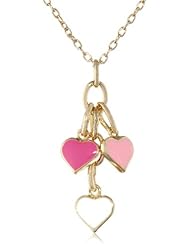 Little Miss Twin Stars Girls Vermeil Pink, White and Hot Pink Hearts Chain Necklace, 14"