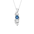 3 Diamond Pendant 1/4 ct. in 14K White Gold with Blue Center Diamond and Chain