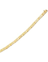 7.25" 14K Yellow Gold 4.0mm (1/6") Polished Greek Key Cut Out Bracelet w/ Box Catch Clasp