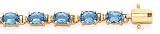 14K OVAL BLUE TOPAZ BRACELET 6X4MM, 7"