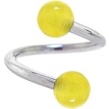Yellow GLOW-n-DARK Spiral Twister Belly Ring