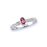 14K White Gold 0.03 ct. Diamond and 3/8 ct. Pink Tourmaline Ring