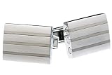 Dual Finish Titanium Cuff Links w/ Horizontal Strips