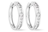 1 Carat Diamond Hoop earrings 14K White Gold