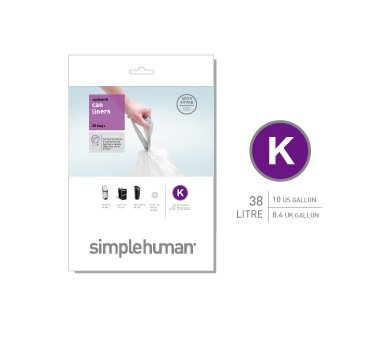 simplehuman Custom Fit Trash Can Liner K, 38-Liter / 10-Gallon, 50-Count Recycling