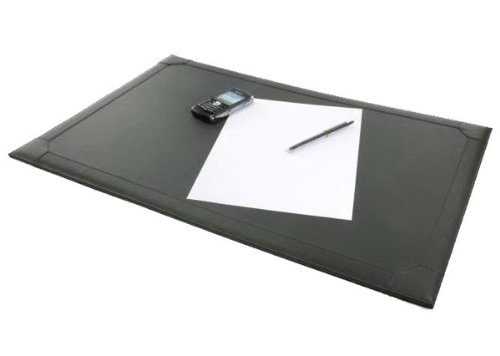 Lucrin - Black leather Desk pad with border 24015 x 16141 inches