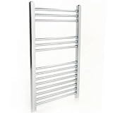 Kudox Chrome Flat Heated Bathroom Towel Radiator Rail 800mm x 600mm