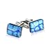 Diachronic Blue Glass Silver Cufflinks with Presentation Box