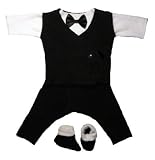 Black and White Suit with Black Vest (Newborn 0-3 Months to 12 Pounds)