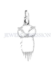 14K White Gold Owl Pendant