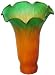 Dale Tiffany Style Pond Lily Flower Glass Replacement Lamp Shade Amber & Green (S_M_A_ L_ L --- S_I_Z_ E) 3.5