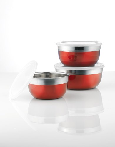TV - Das Original 3408 Maxx Cuisine Design Aufbewahrungs-Sch&uuml;sseln 6-teilig, rot (3 Sch&uuml;sseln, 3 Deckel)