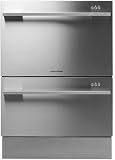 Fisher Paykel DD605FD 24 Semi-Integrated Double Dishwasher Drawer with 9 Wash Cycles, Interchangeable Racks and Key & Child Locks: Stainless Steel with Flat Door