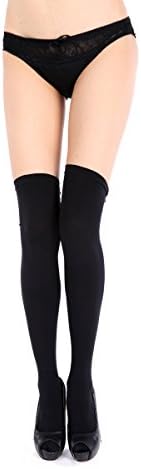 DONNAFULLIA Women's Over Knee Stockings(One Size,Black)